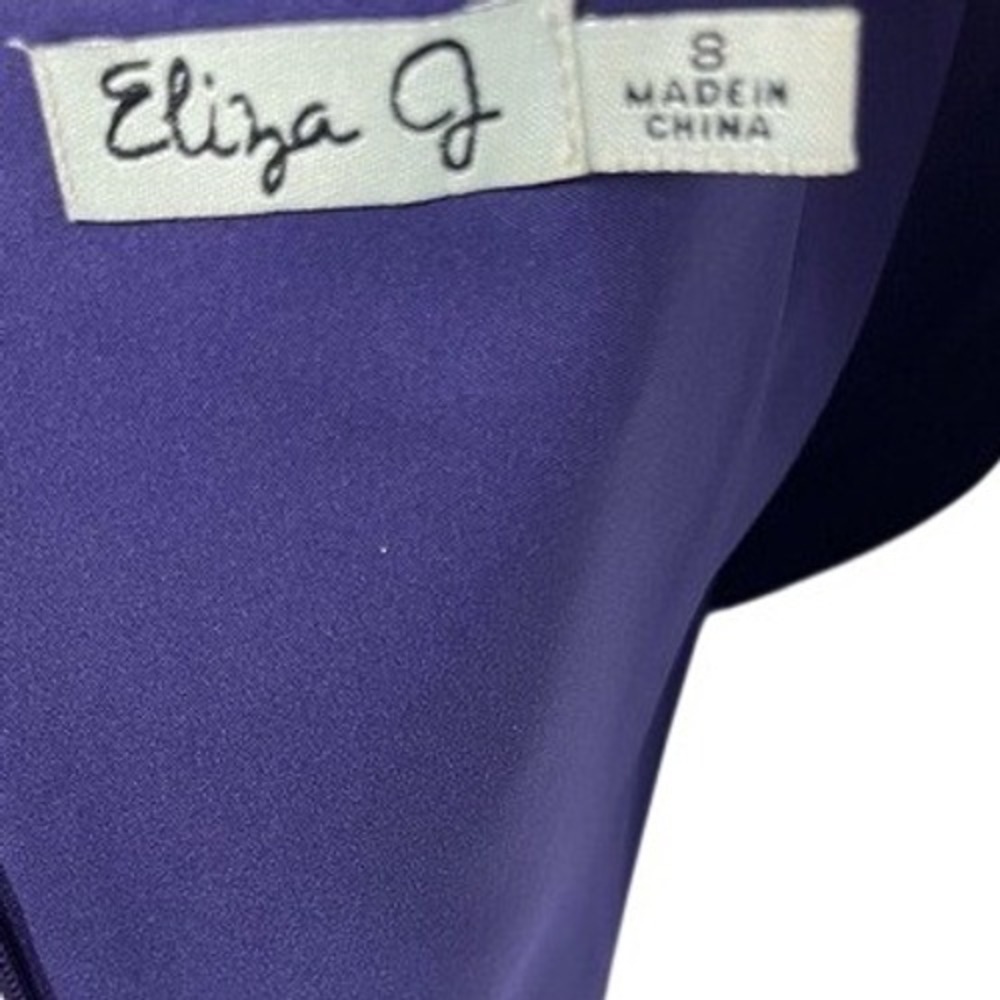 Eliza J One-Shoulder Midi Length Purple Satin Dress with Sequins Size 8 Pristine - Picture 6 of 12